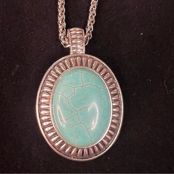 Silver and Turquoise Necklace with Pedant - Picture 2 of 6